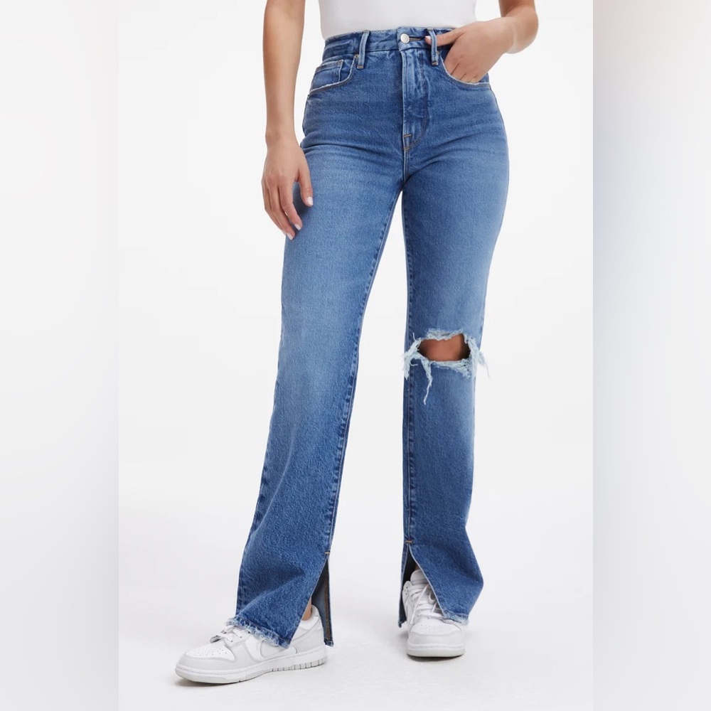 NWT Brand New Good American Good Boy Jeans, Indigo 263, Size 6